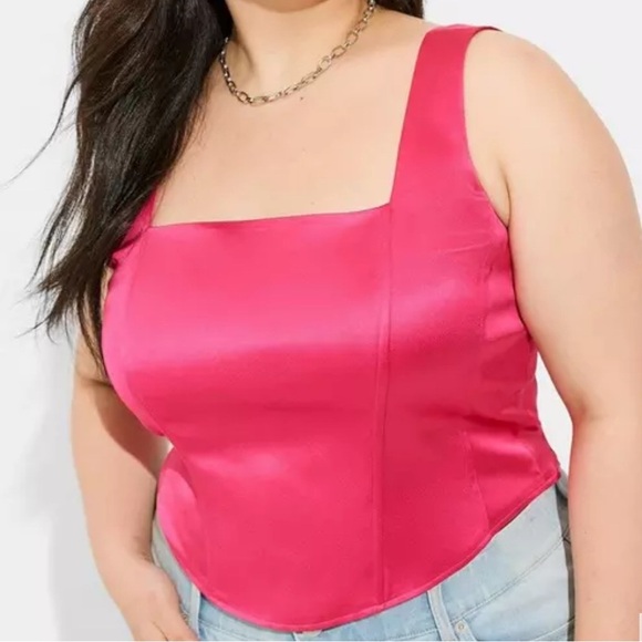 Torrid Satin Sleeveless Corset Top in Peacock Pink Size 3X NWT - Picture 1 of 6